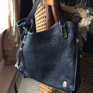 Vince Camuto elephant grain black leather bag